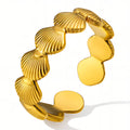 Seashells Ring, 18K Gold Plated Steel