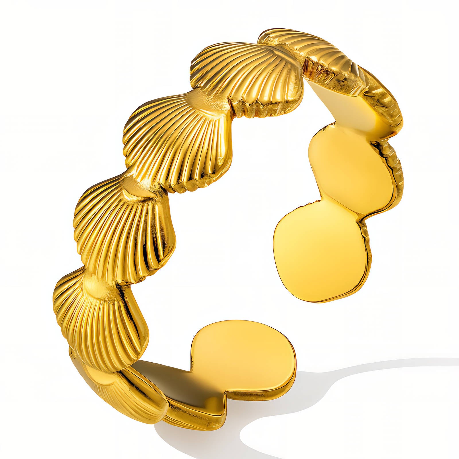 Seashells Ring, 18K Gold Plated Steel