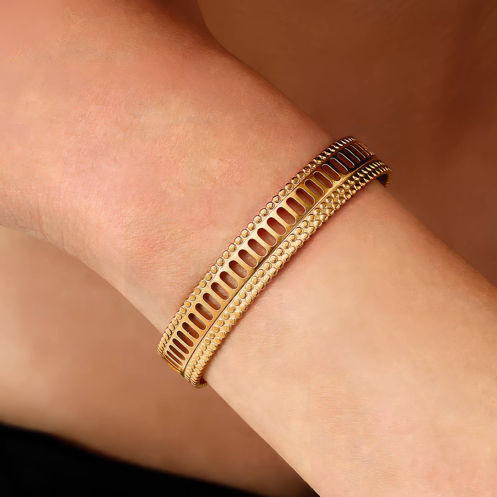 Bracelet, 18K Gold Plated Steel