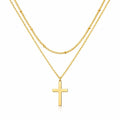 Crosses Necklace, 18K Gold Plated Steel