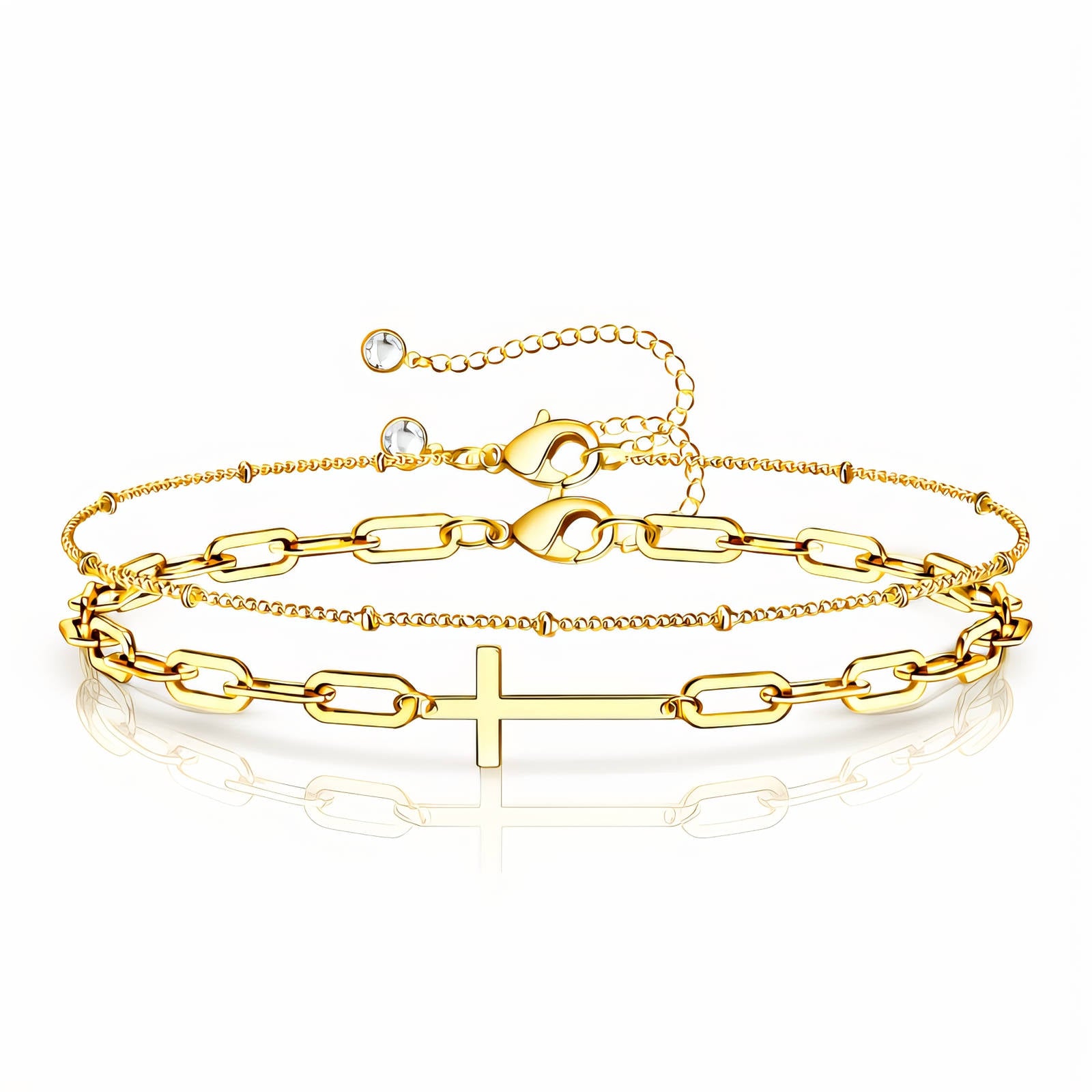 Crosses Bracelet, 18K Gold Plated Steel