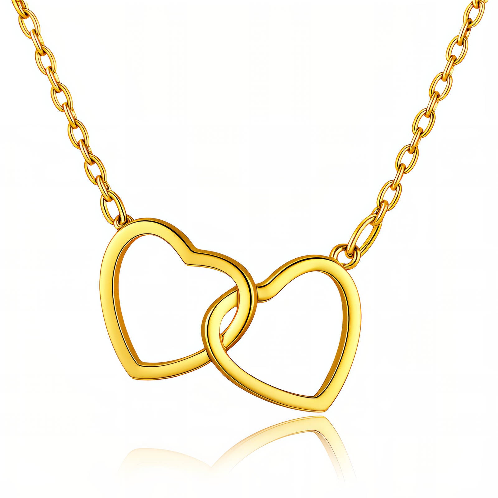 Hearts Necklace, 18K Gold Plated Steel