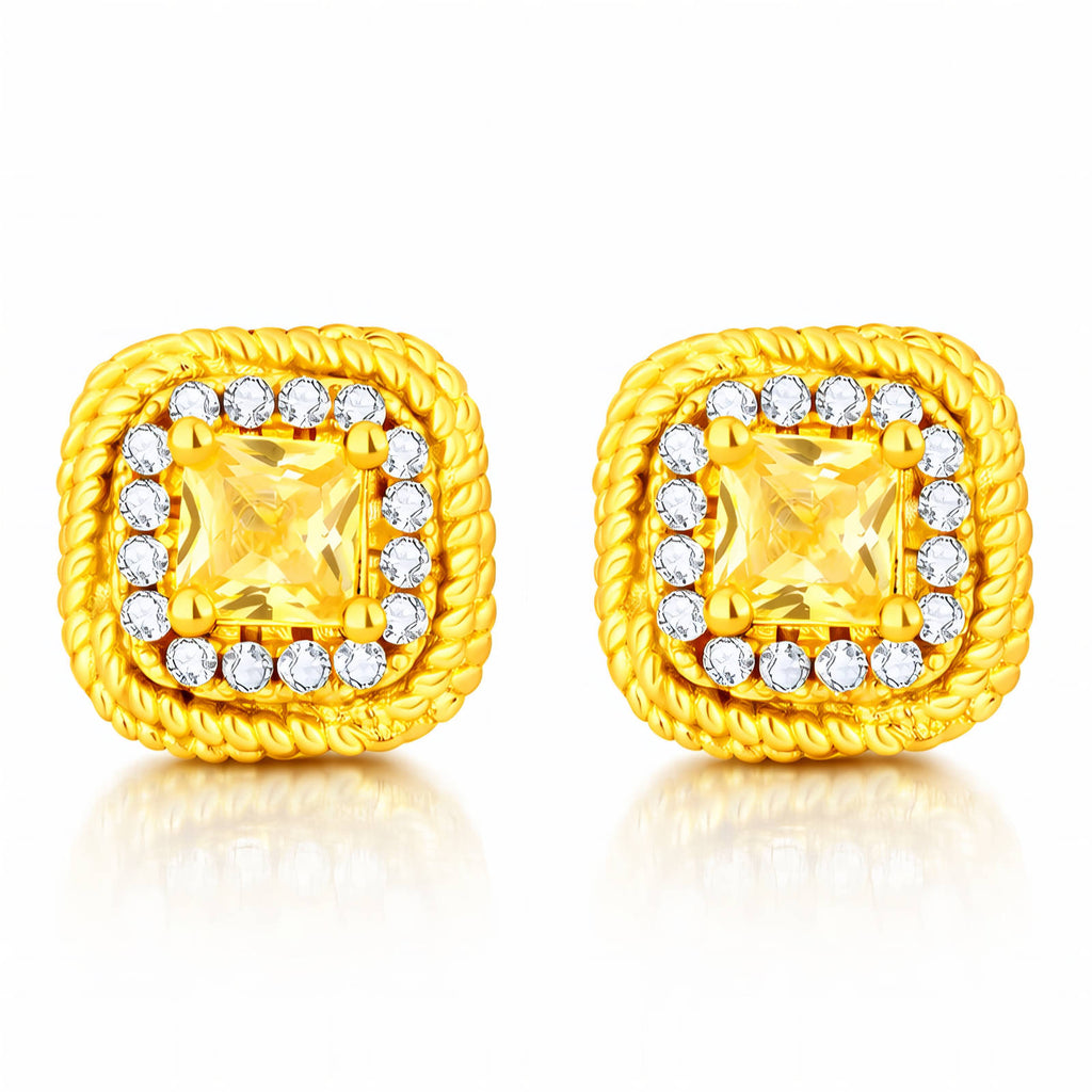 Earrings, 18K Gold Plated Brass