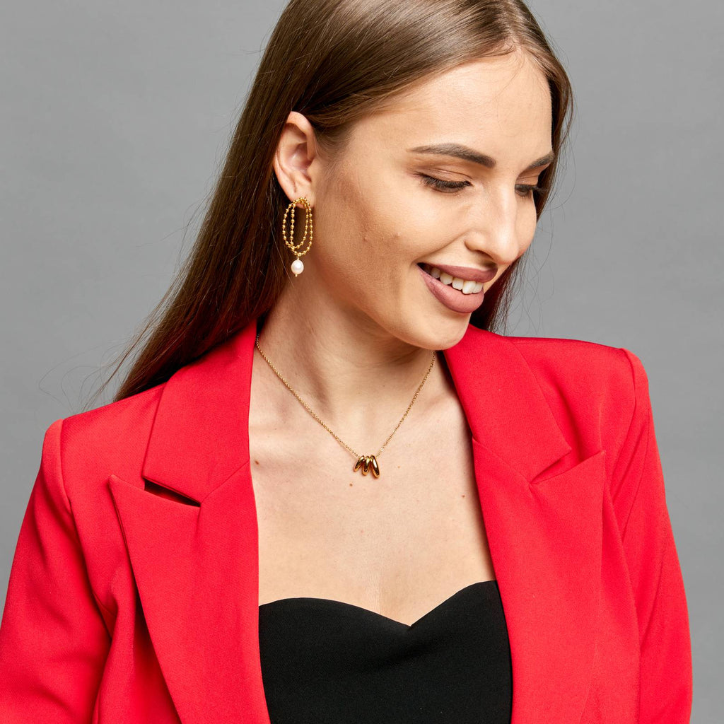 Earrings, 18K Gold Plated Steel