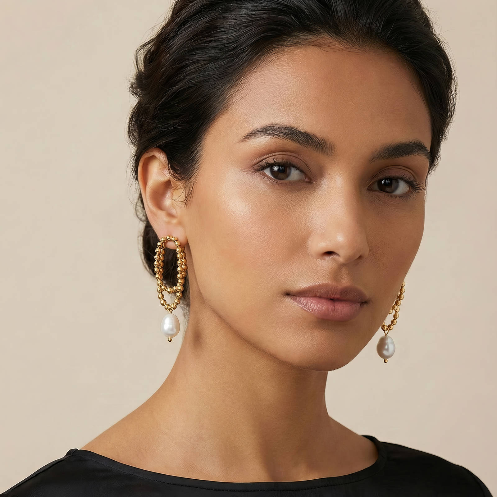Earrings, 18K Gold Plated Steel