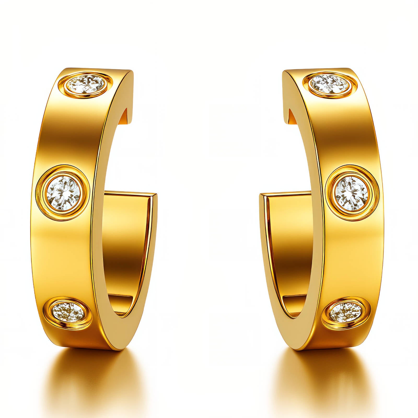 Earrings, 18K Gold Plated Steel