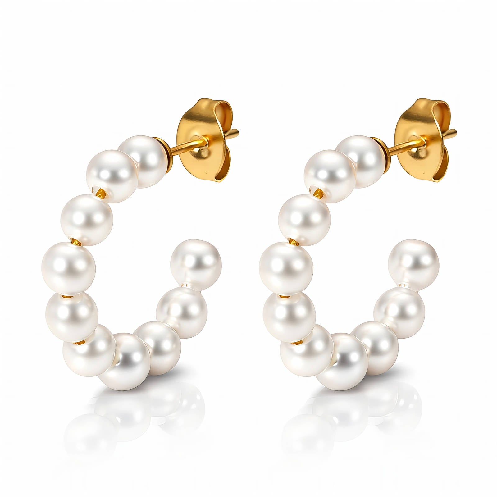 Earrings, 18K Gold Plated Steel