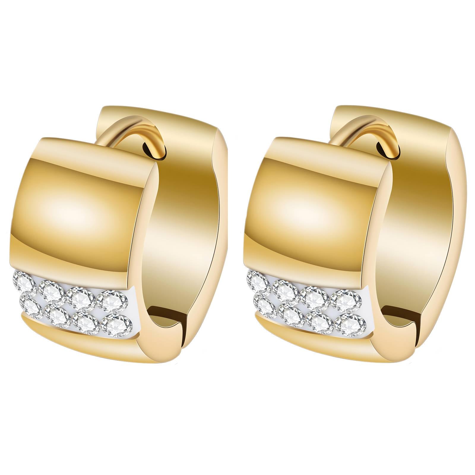 Earrings, 18K Gold Plated Steel