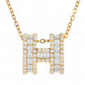H Necklace, 18K Gold Plated Steel