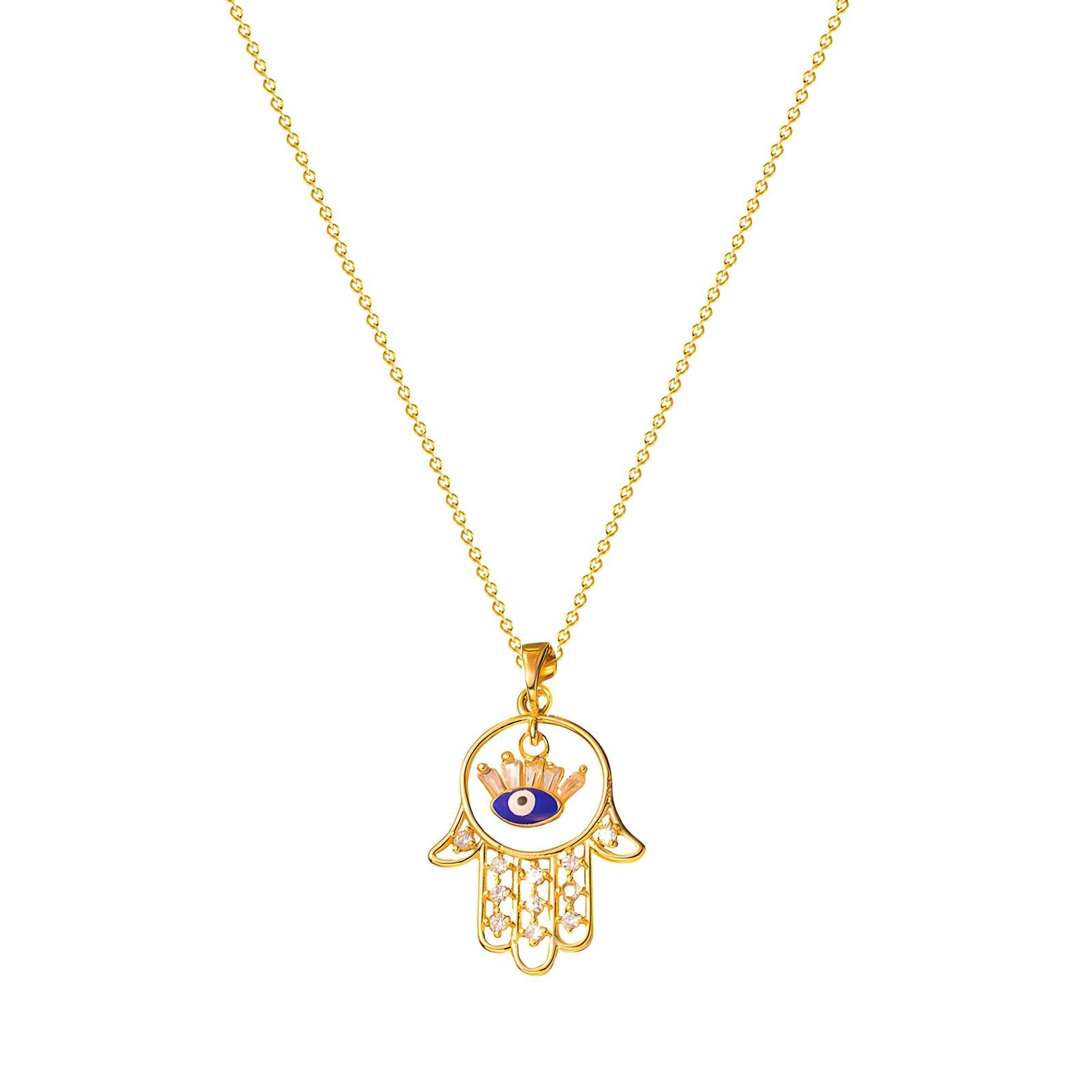 evil eye Necklace, 18K Gold Plated Steel
