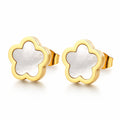 Flowers Earrings, 18K Gold Plated Steel
