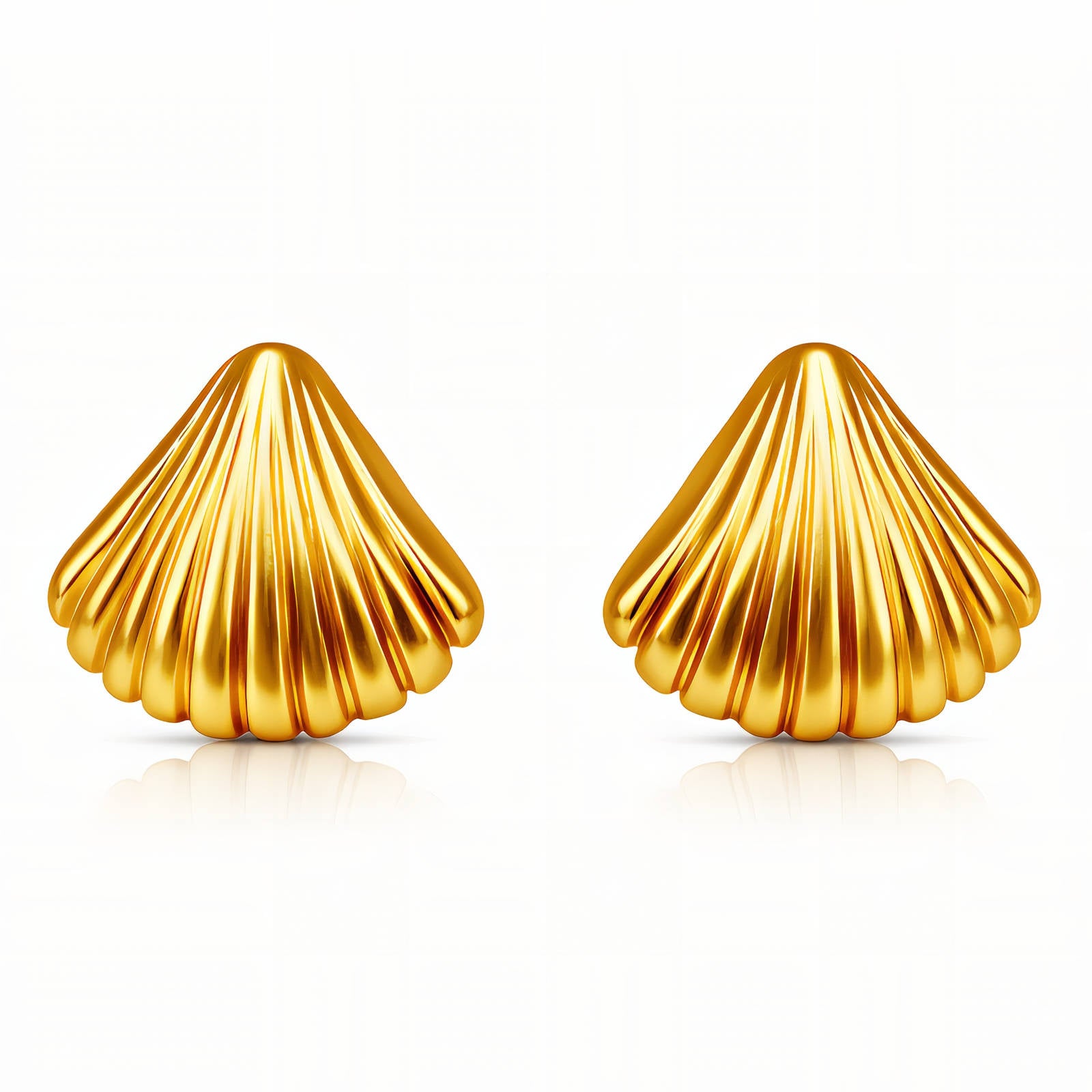Seashells Earrings, 18K Gold Plated Steel