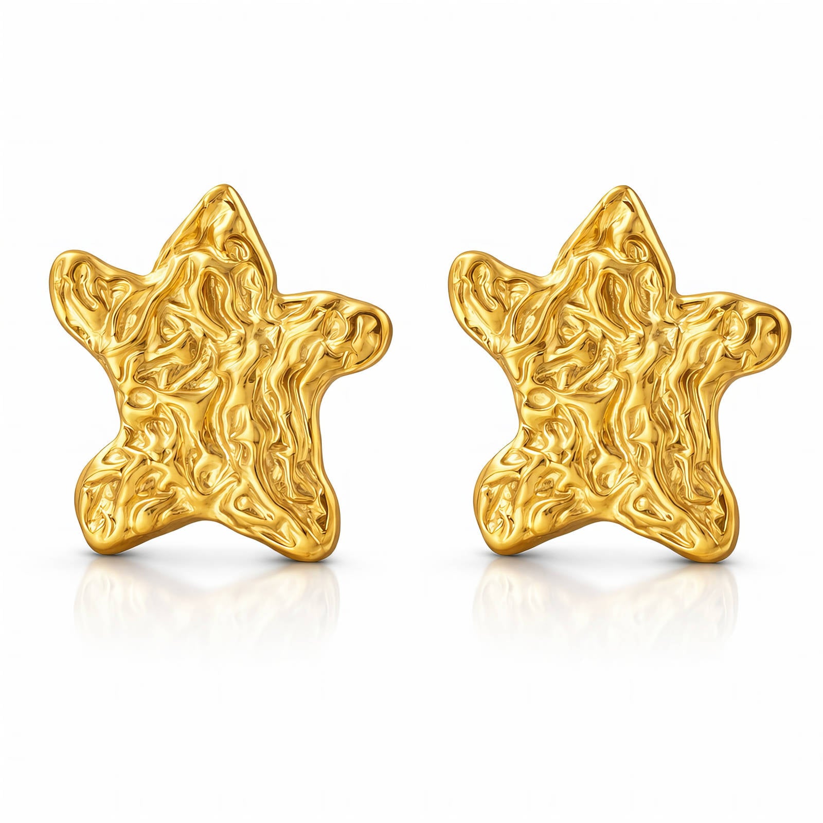 Stars Earrings, 18K Gold Plated Steel