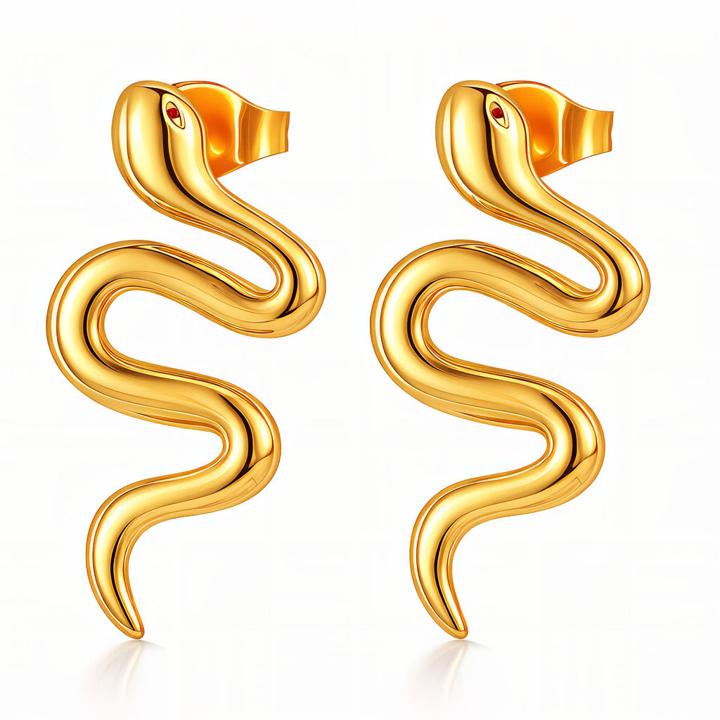 Snakes Earrings, 18K Gold Plated Steel