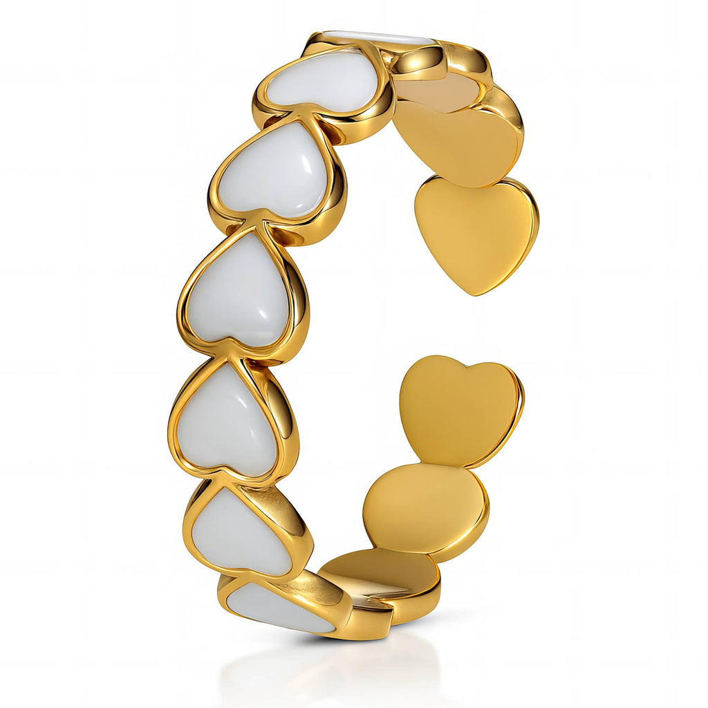 Hearts Ring, 18K Gold Plated Steel