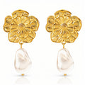 Flowers Earrings, 18K Gold Plated Steel