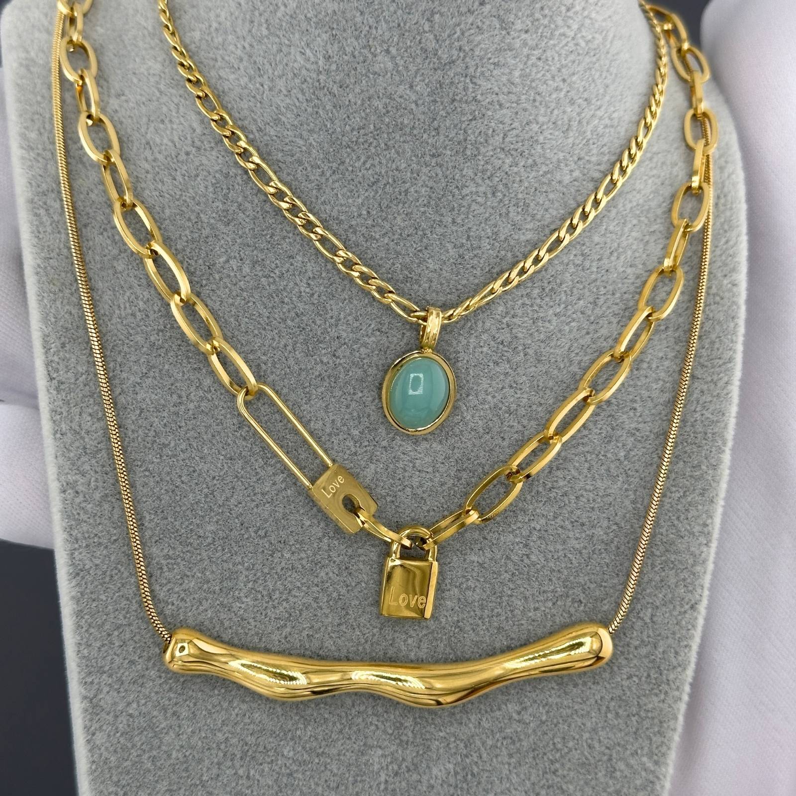 Necklace, 18K Gold Plated Steel