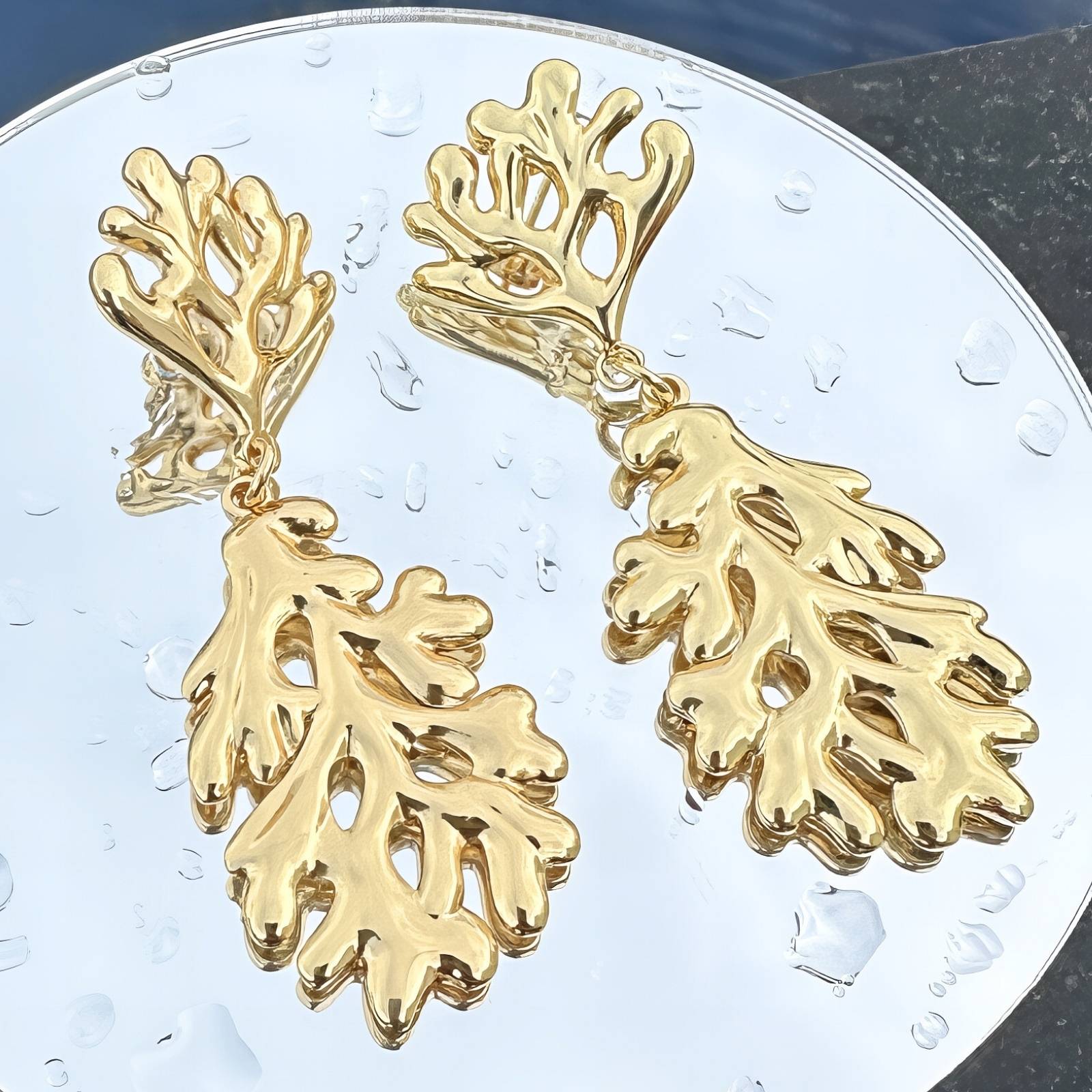 Earrings, 18K Gold Plated Steel