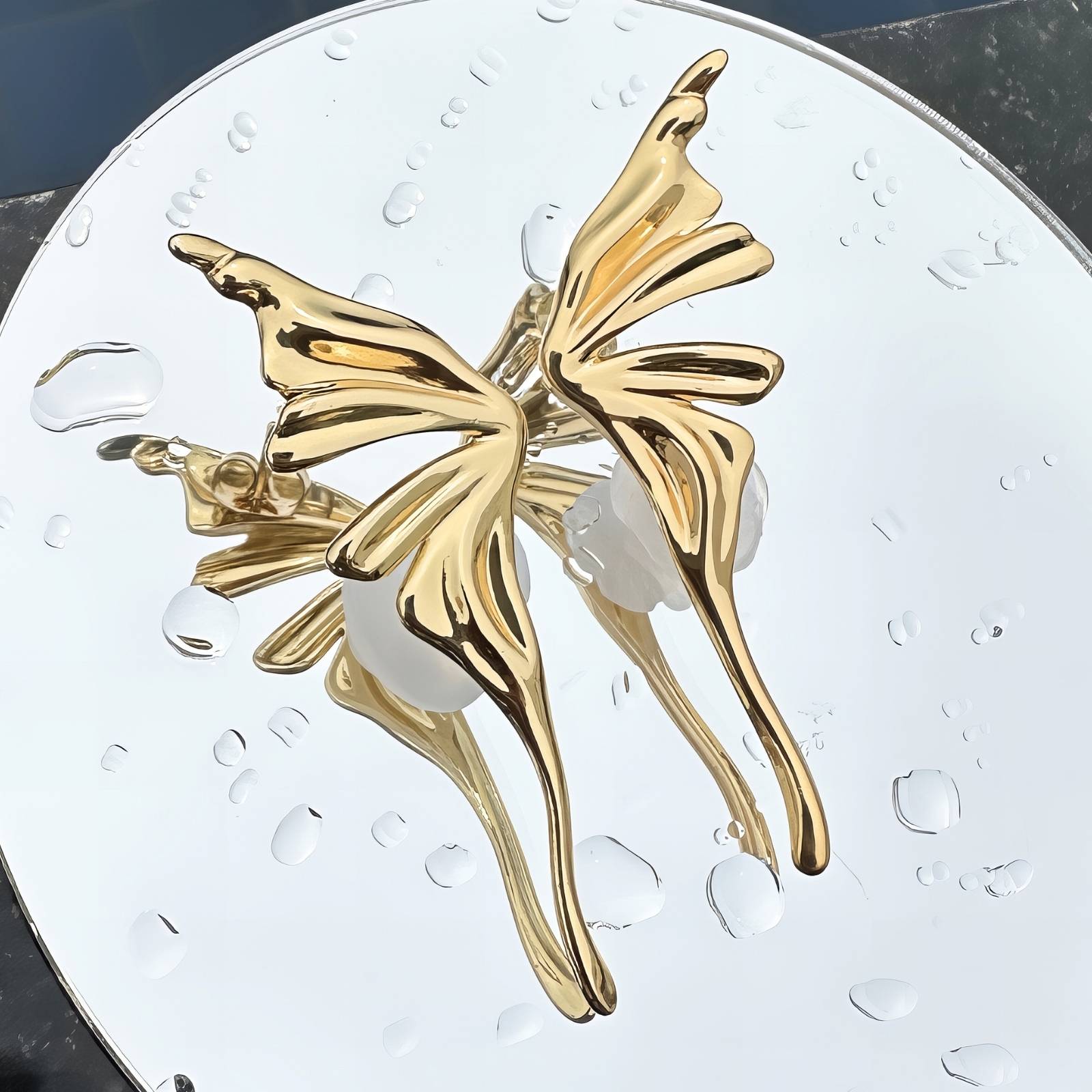 Earrings, 18K Gold Plated Steel