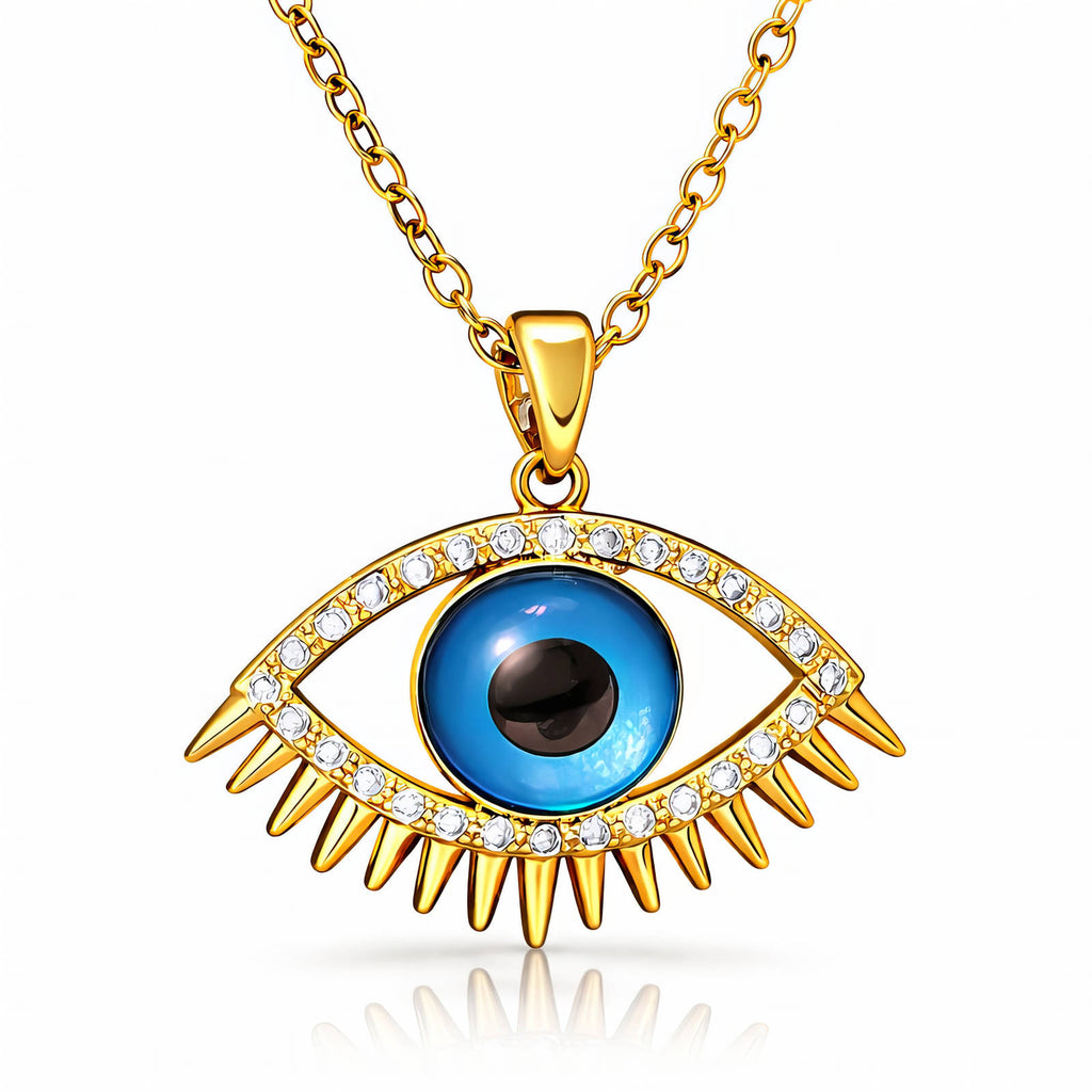 Evil Eye Necklace, 18K Gold Plated Steel