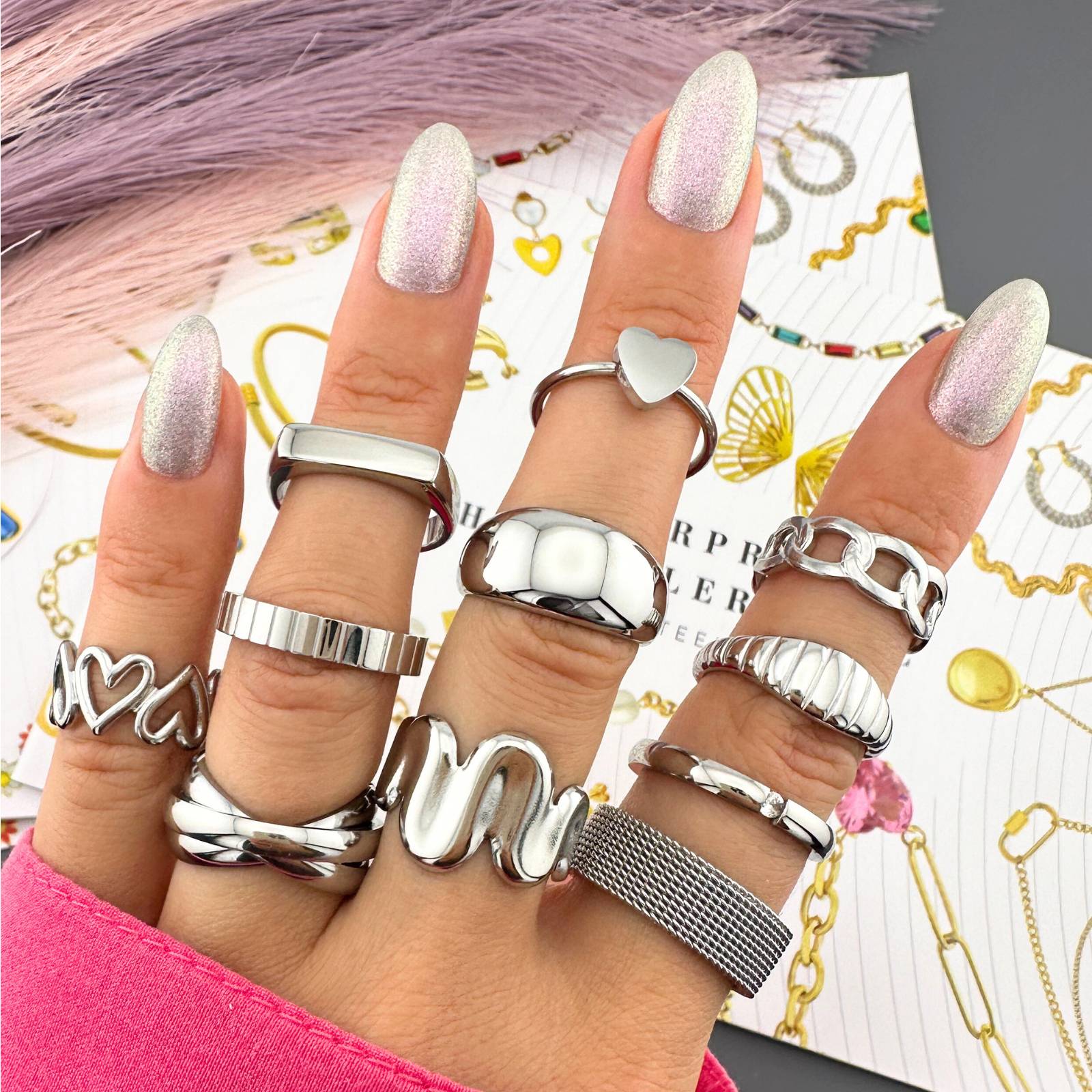 Hearts Ring, Stainless Steel