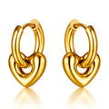 Hearts Earrings, 18K Gold Plated Steel