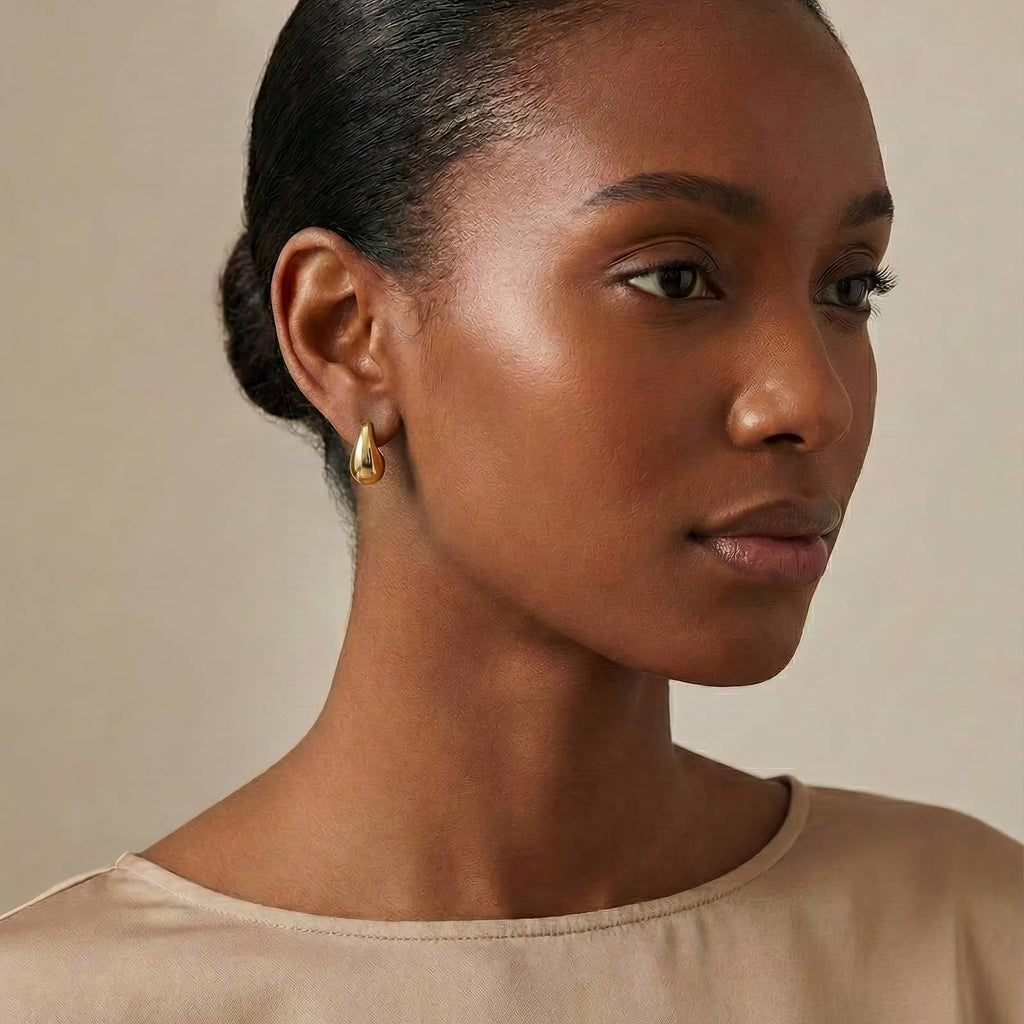 Teardrops Earrings, 18K Gold Plated Steel