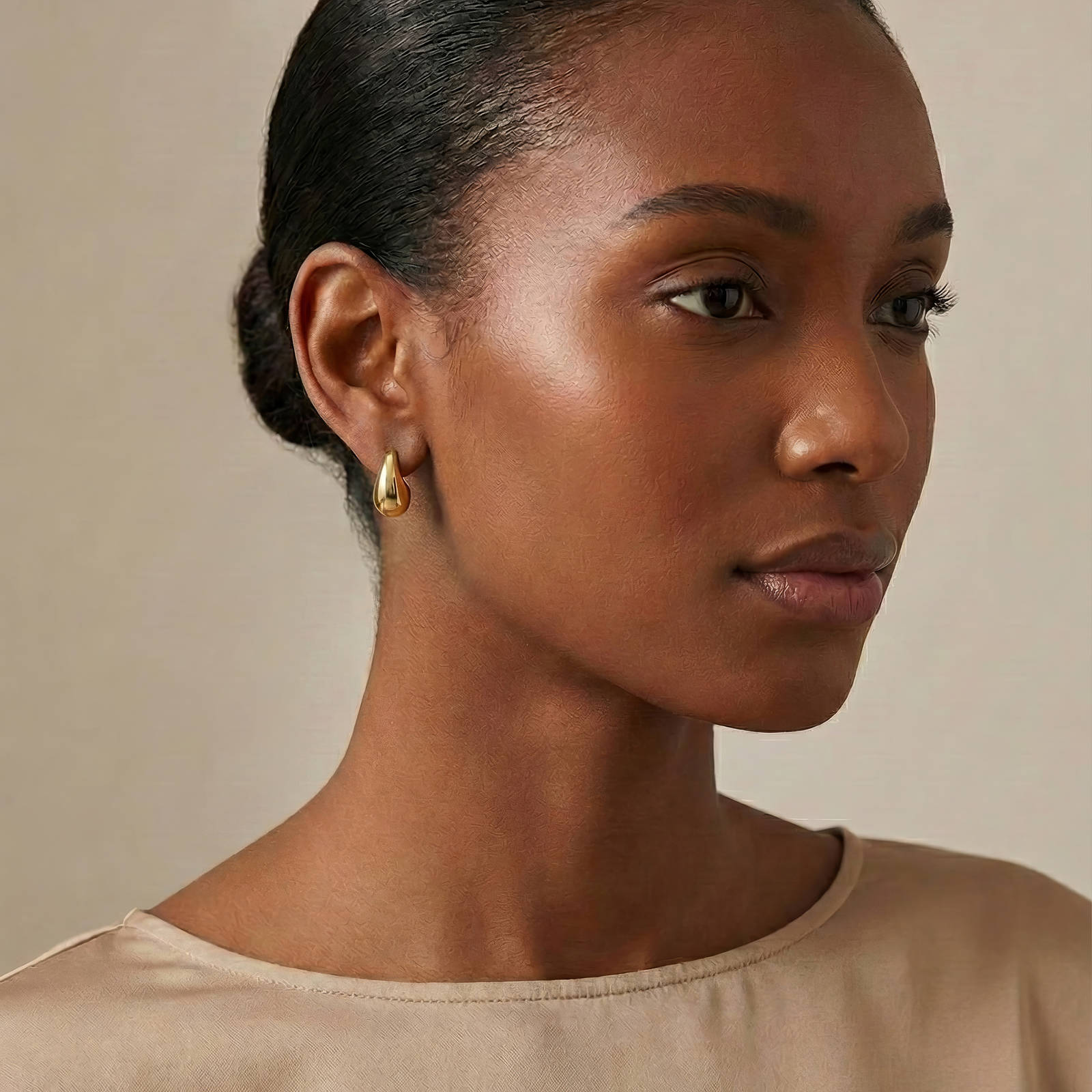 Teardrops Earrings, 18K Gold Plated Steel