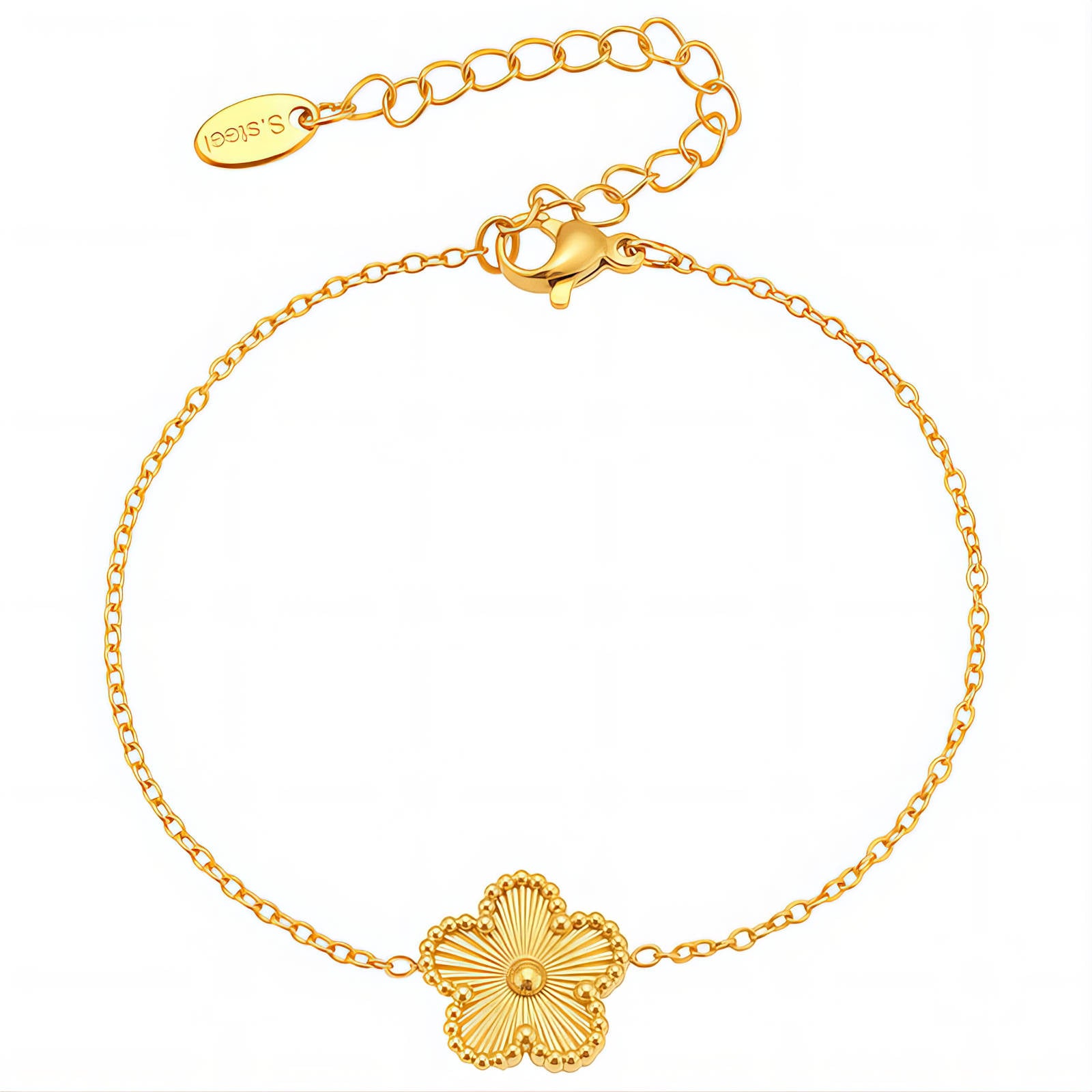 Flower Bracelet, 18K Gold Plated Steel