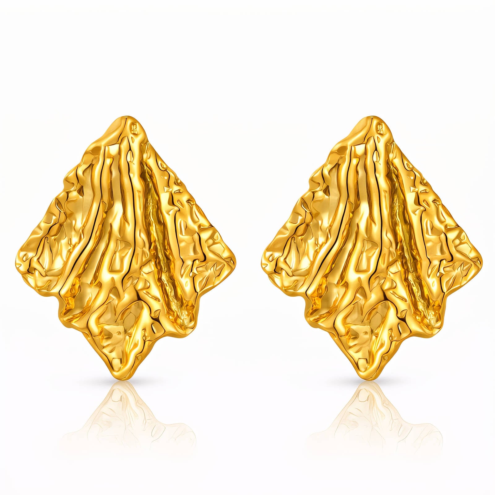 Earrings, 18K Gold Plated Steel