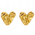 Hearts Earrings, 18K Gold Plated Steel