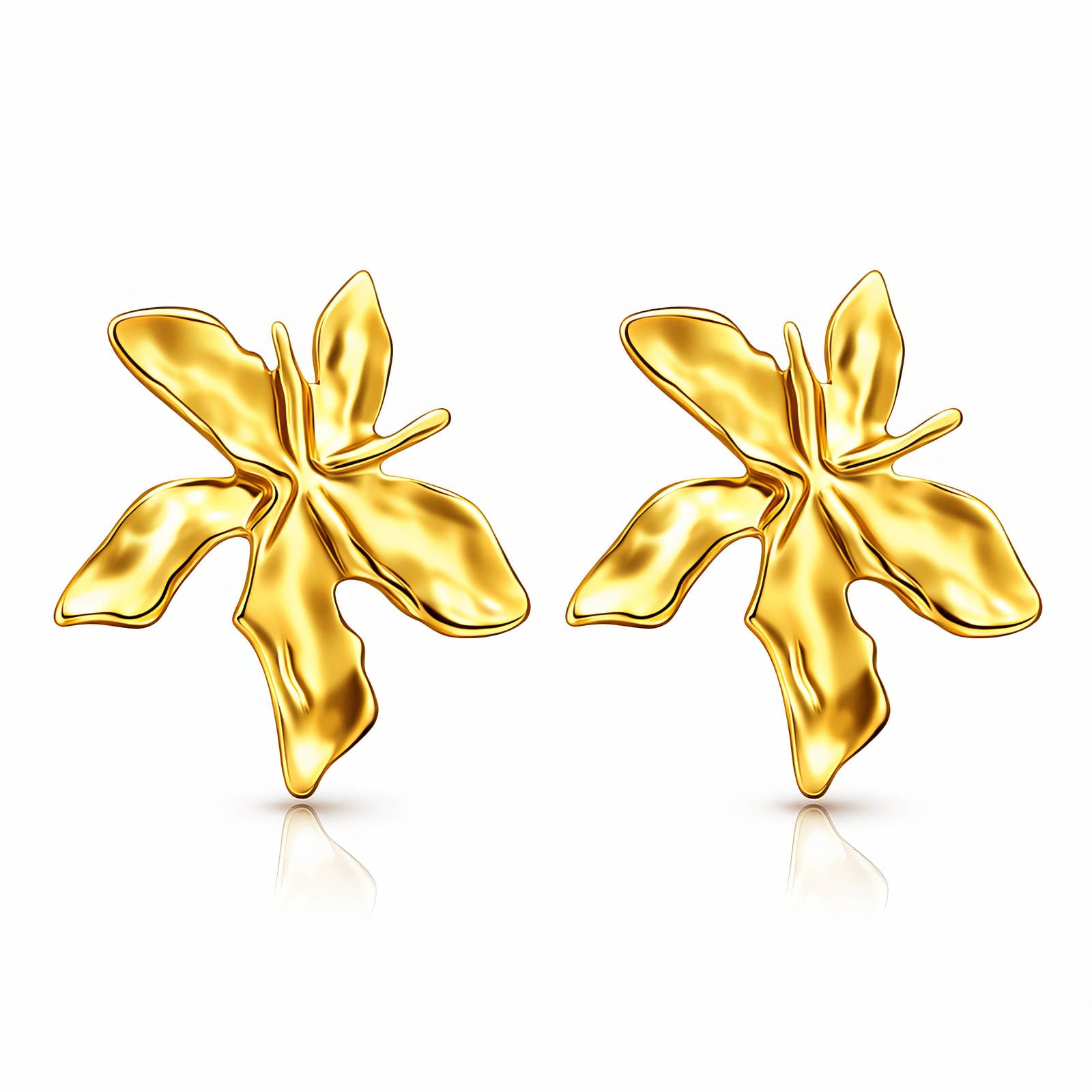 Flowers Earrings, 18K Gold Plated Steel