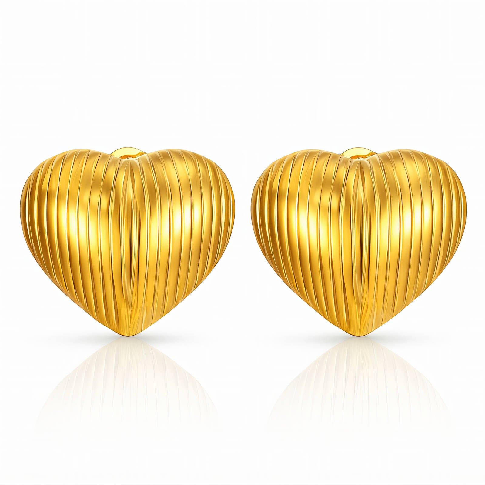 Heart Earrings, 18K Gold Plated Steel