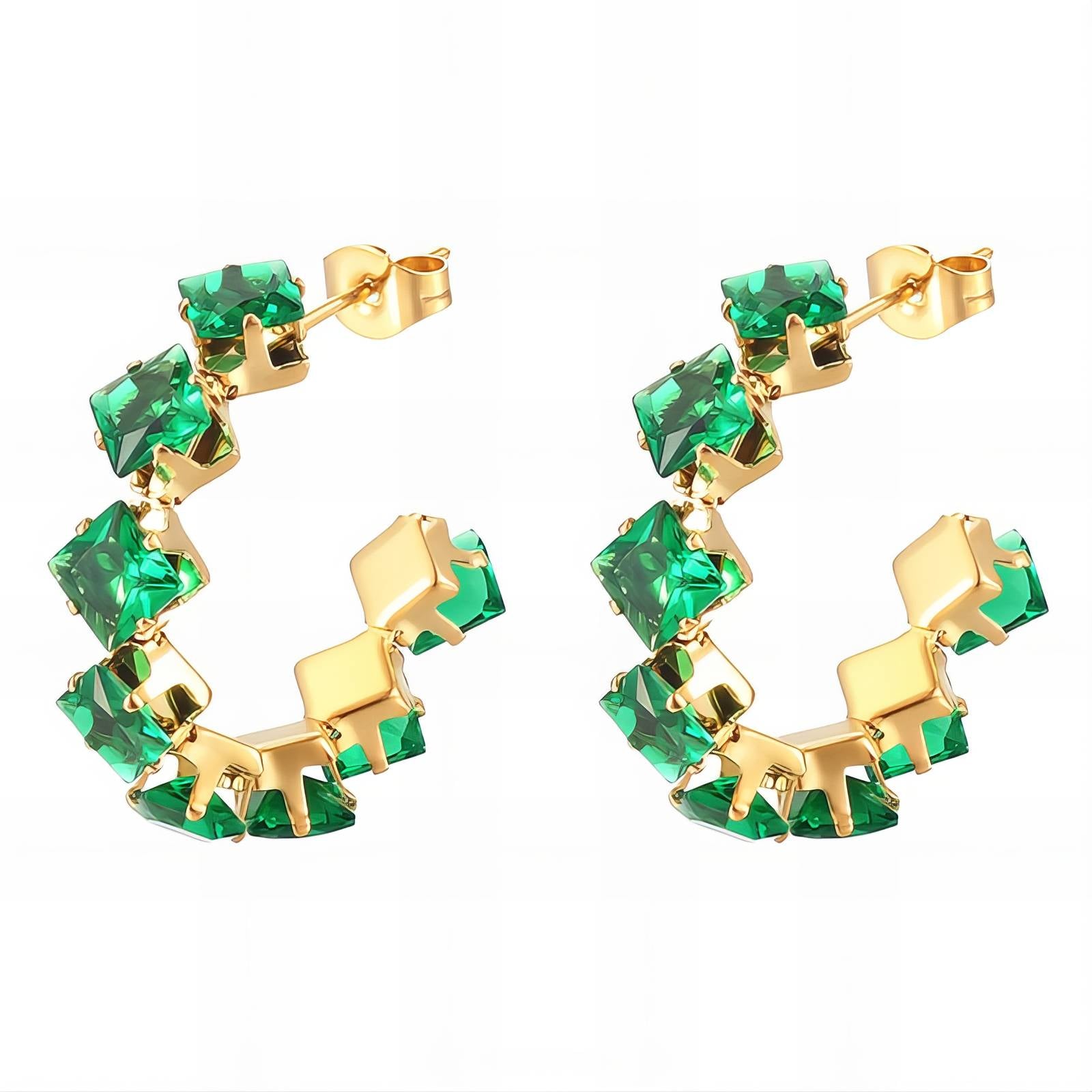 Earrings, 18K Gold Plated Steel