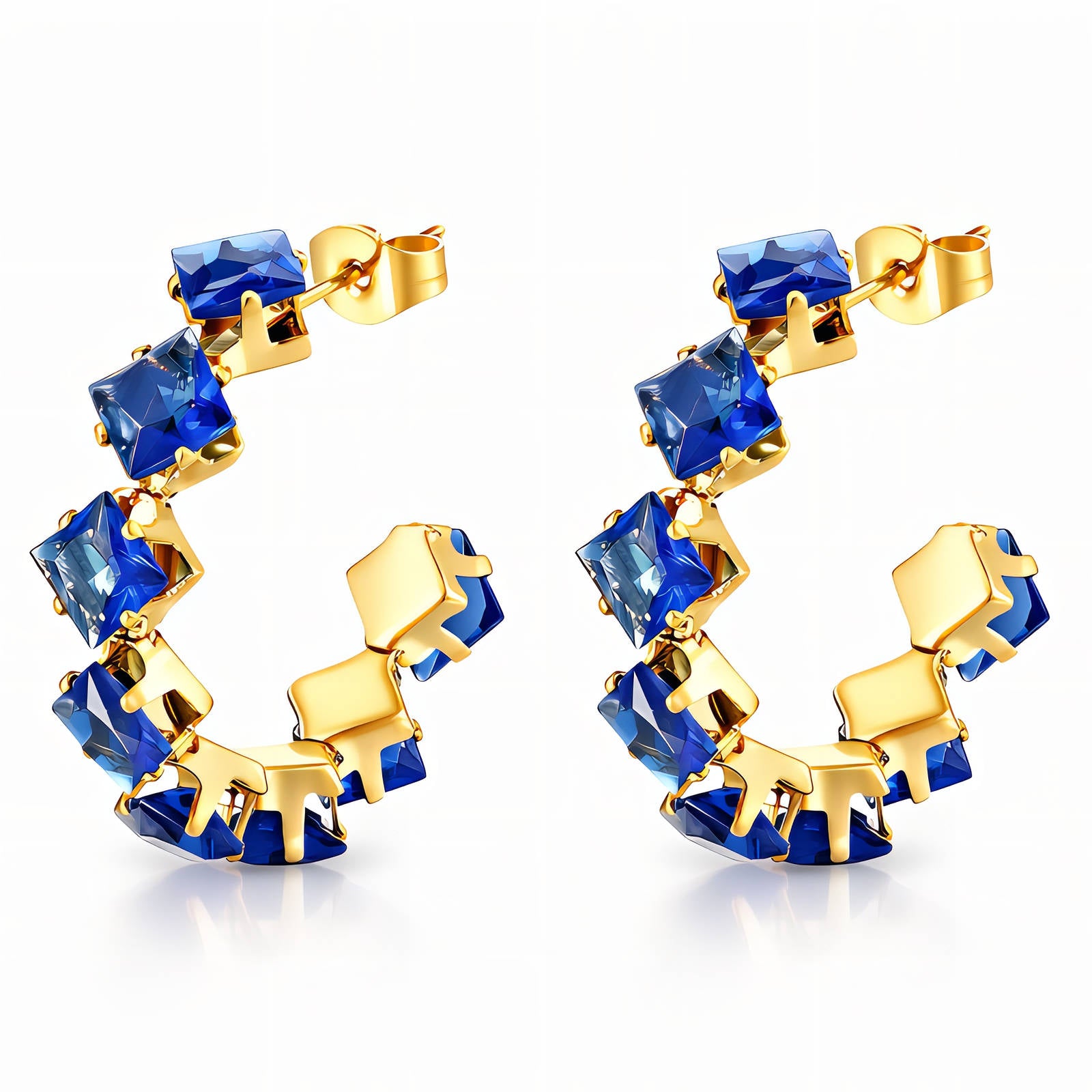 Earrings, 18K Gold Plated Steel