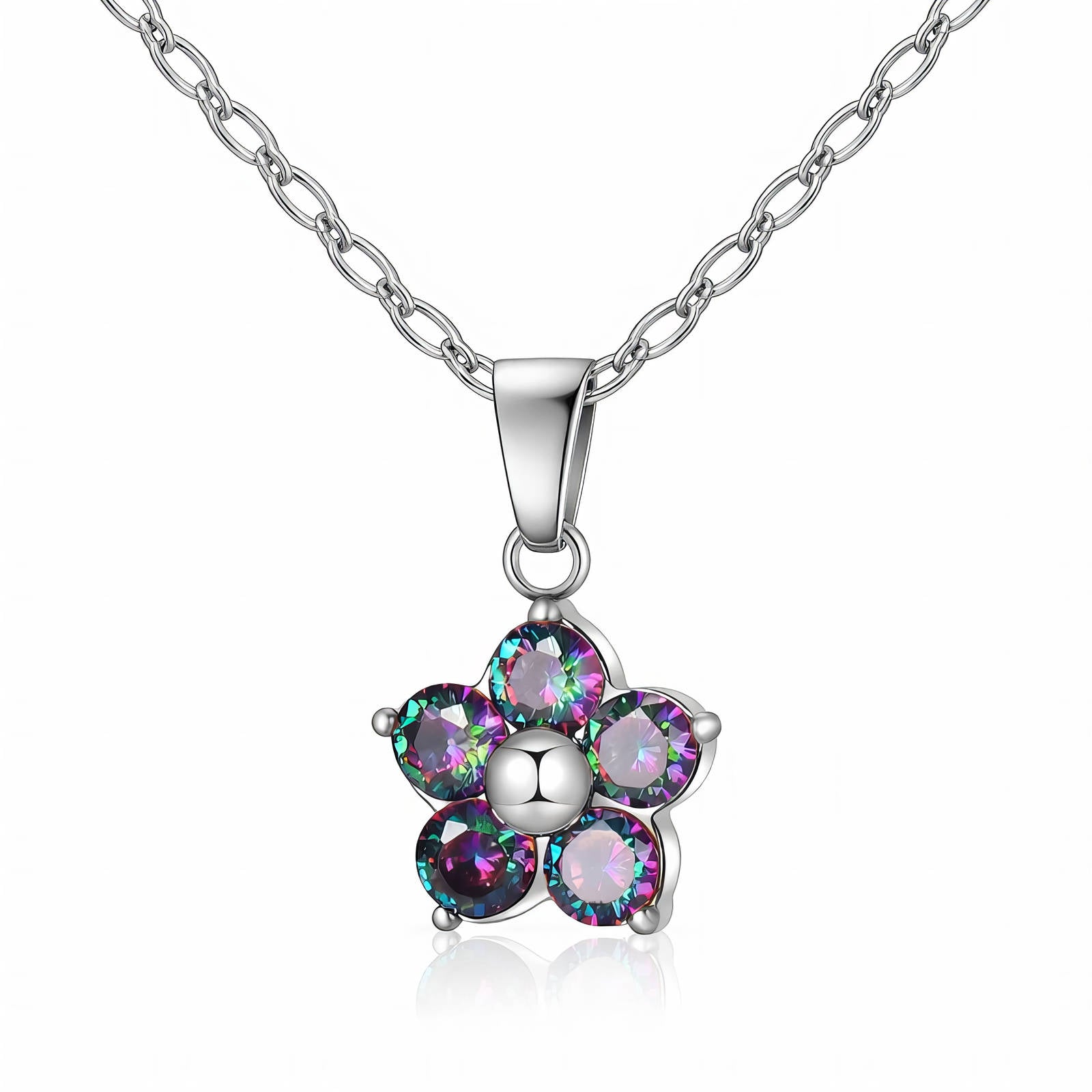 Flower Necklace, Stainless Steel