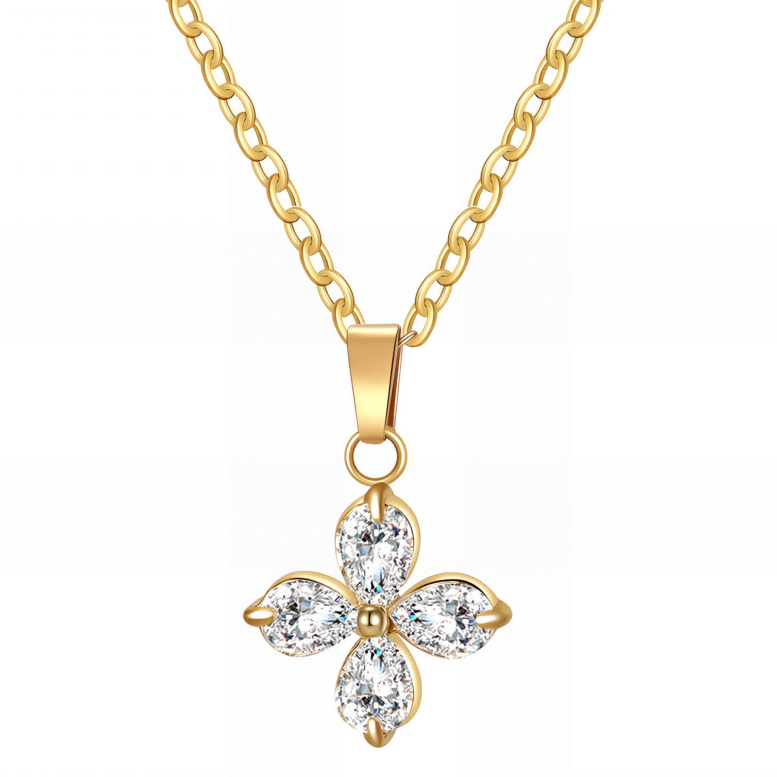 Flower Necklace, 18K Gold Plated Steel