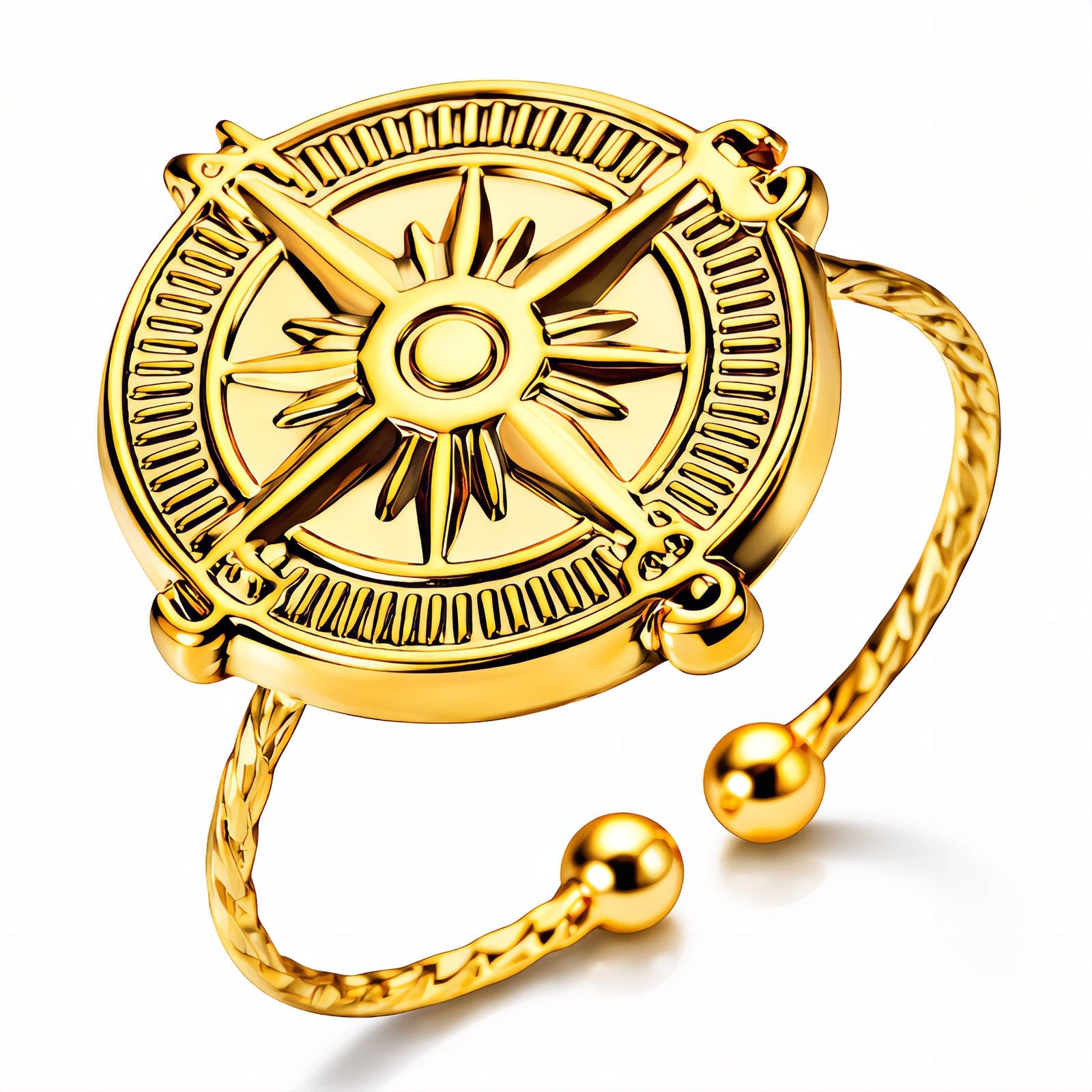Compass Ring, 18K Gold Plated Steel