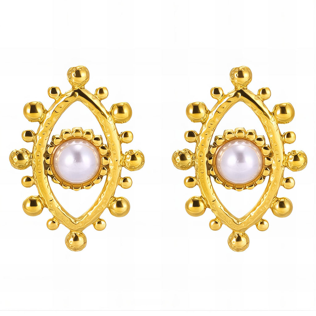 Evil Eyes Earrings, 18K Gold Plated Steel