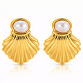 Seashells Earrings, 18K Gold Plated Steel