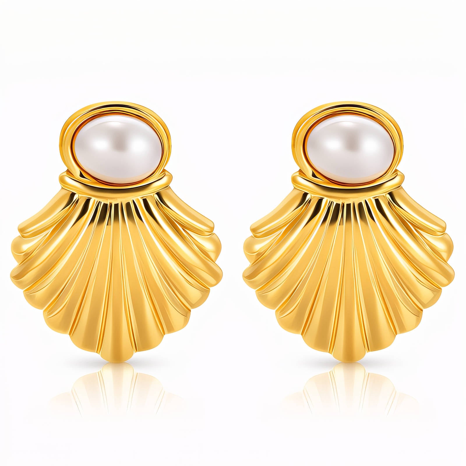 Seashells Earrings, 18K Gold Plated Steel