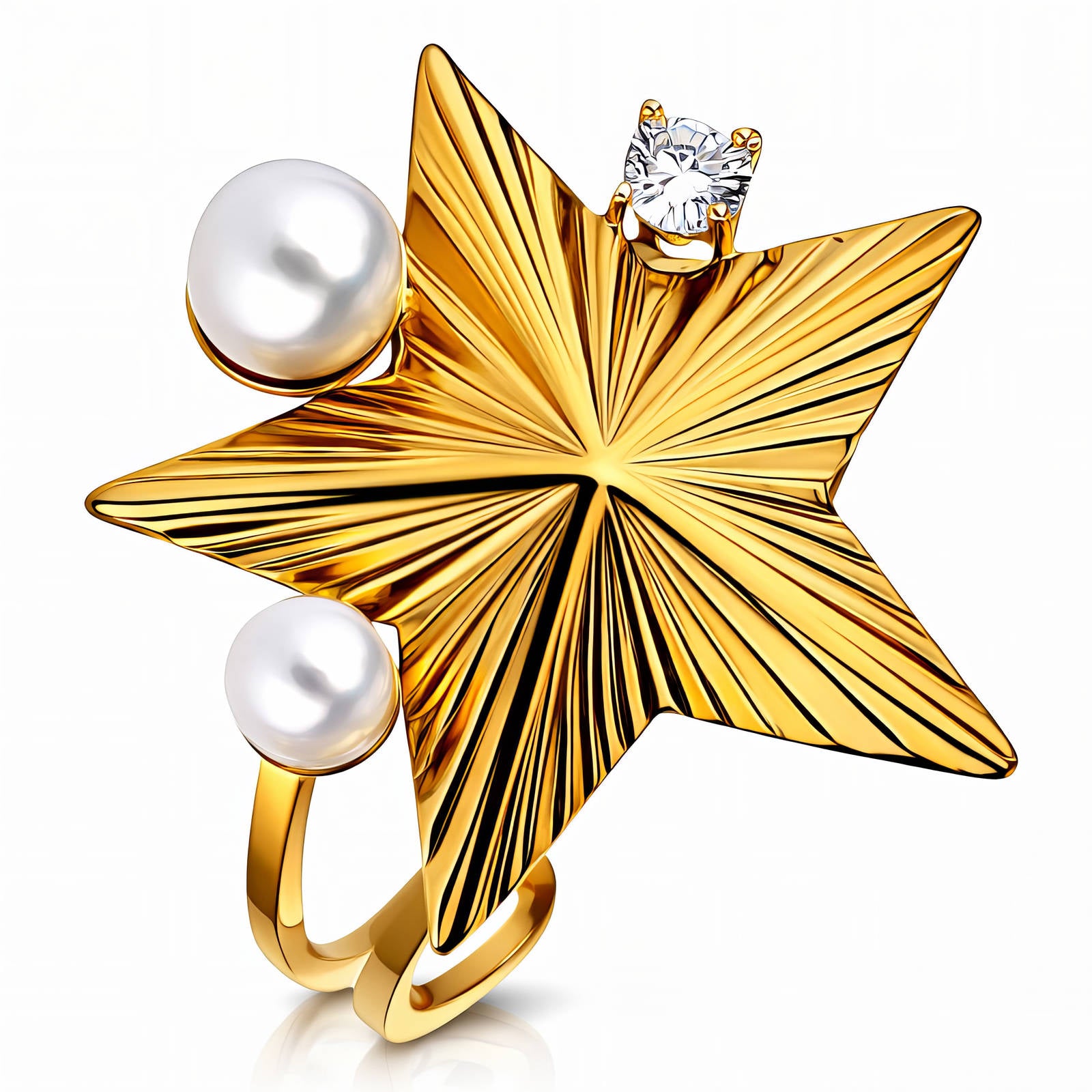 Star Ring, 18K Gold Plated Steel