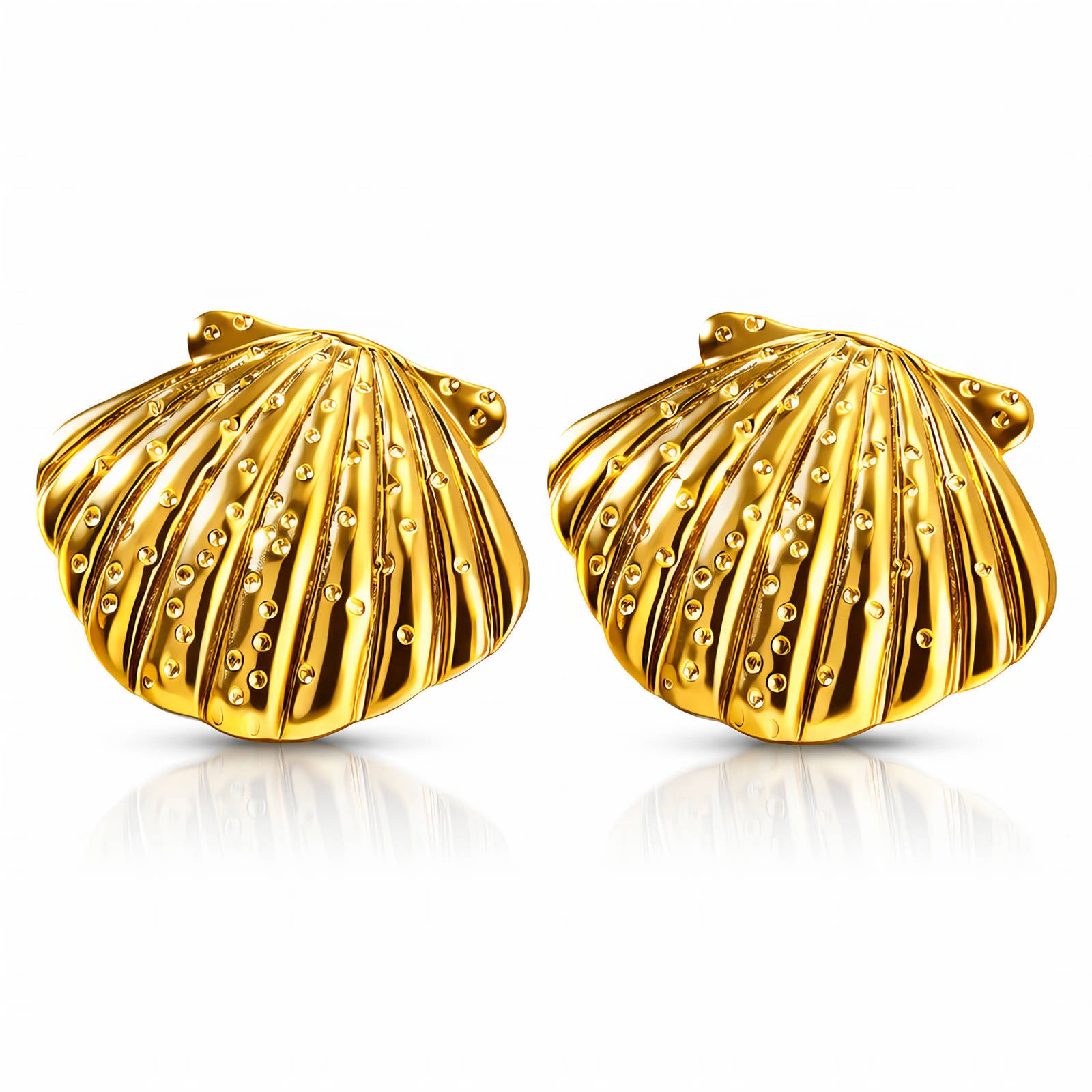 Seashells Earrings, 18K Gold Plated Steel