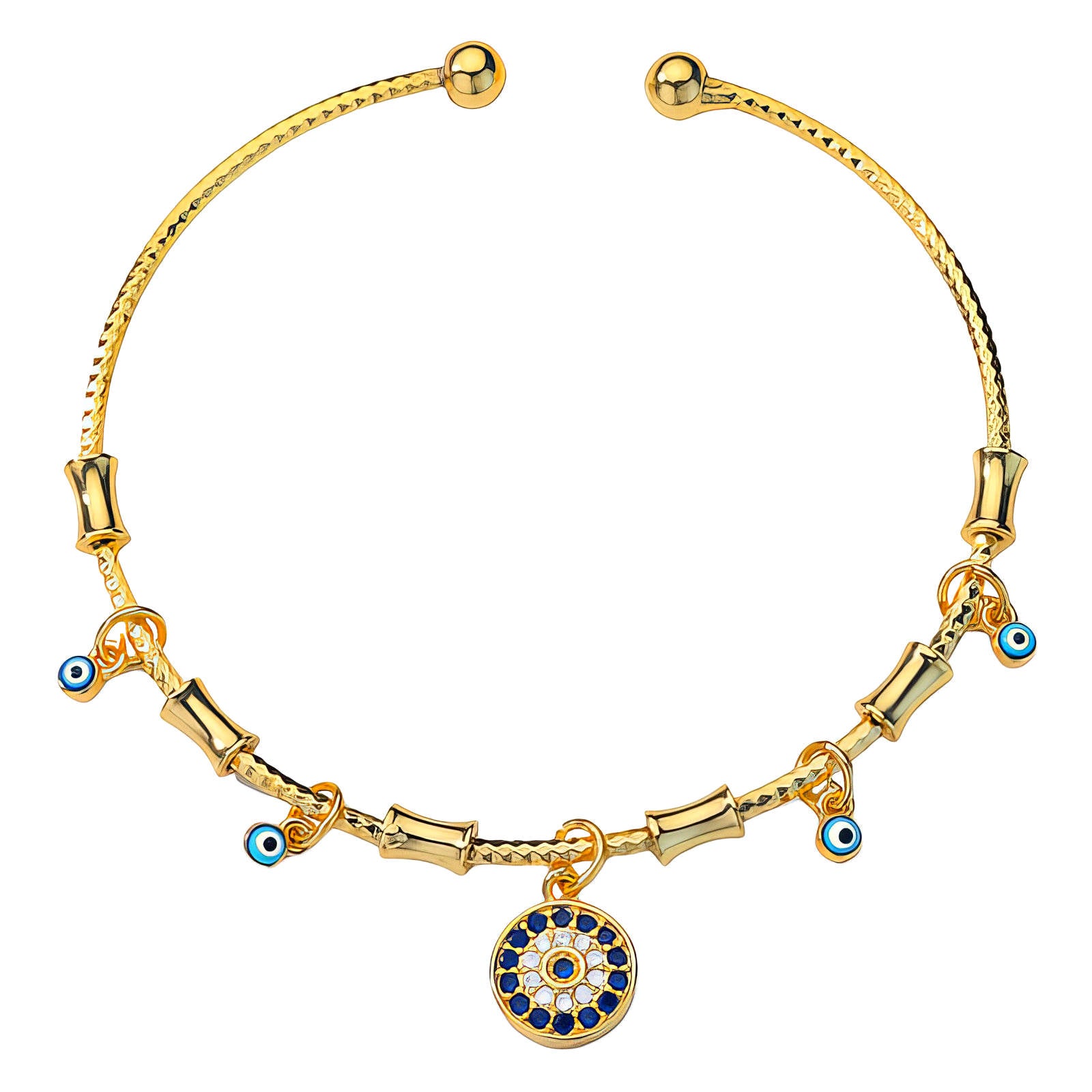 Evil Eyes Bracelet, 18K Gold Plated Steel