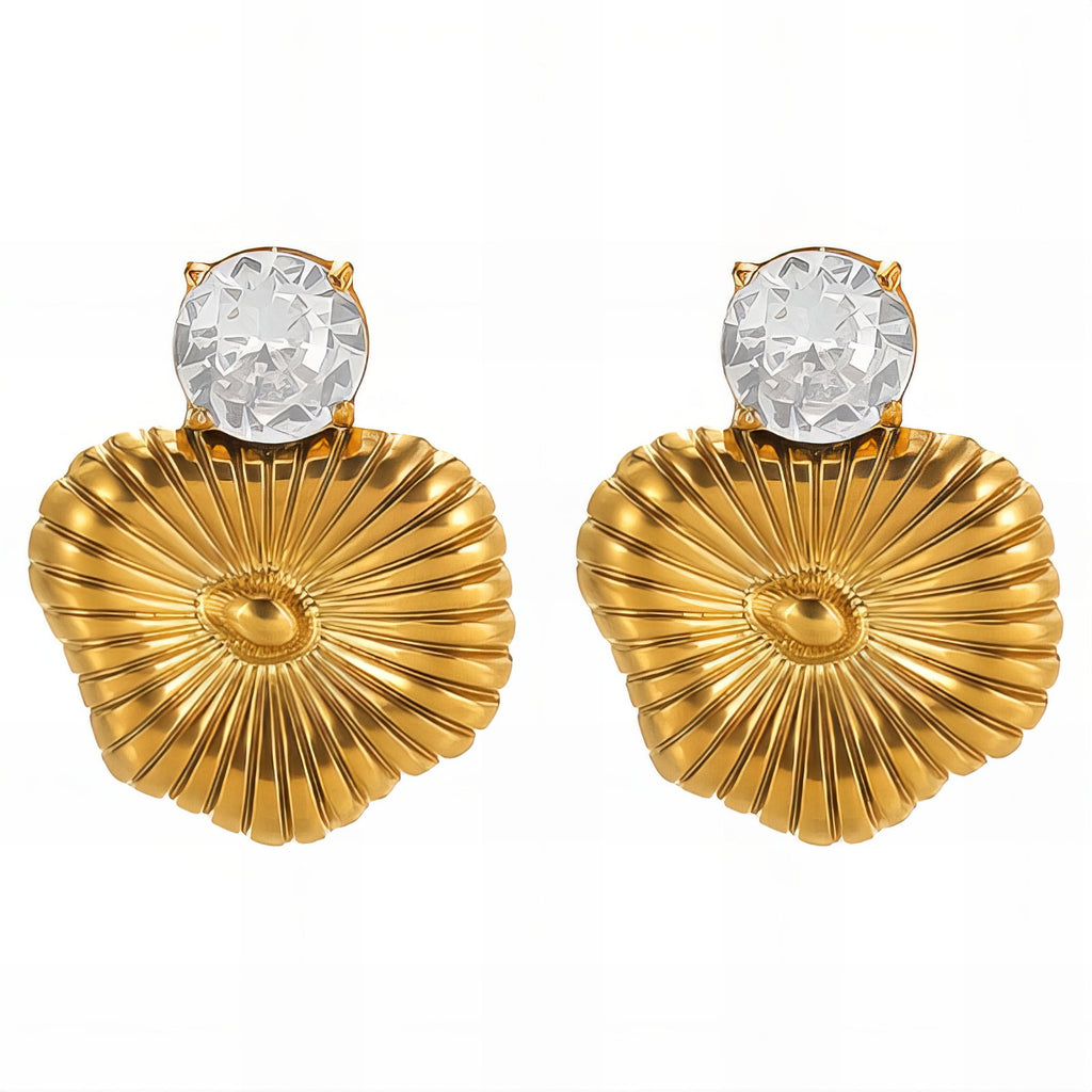 Flowers Earrings, 18K Gold Plated Steel