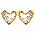 Hearts Earrings, 18K Gold Plated Steel