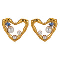 Hearts Earrings, 18K Gold Plated Steel