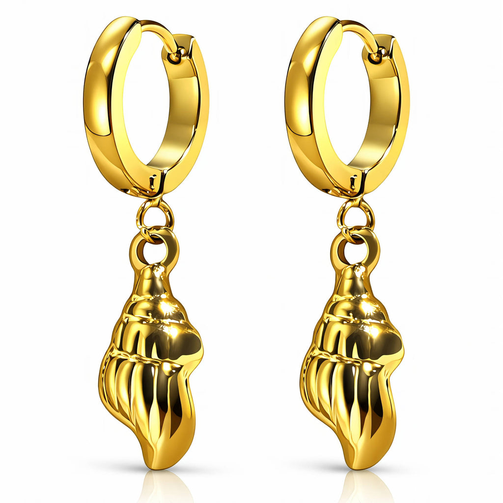Seashells Earrings, 18K Gold Plated Steel