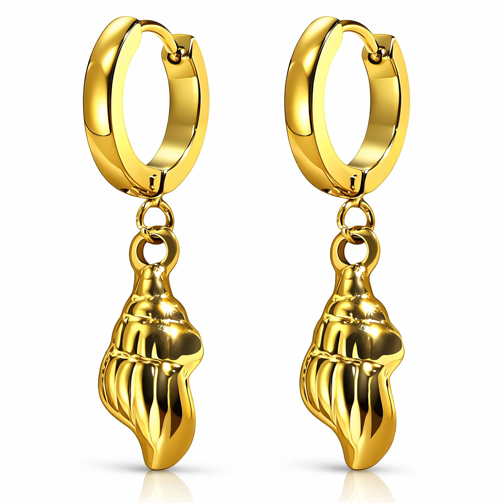 Seashells Earrings, 18K Gold Plated Steel