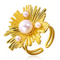 Flower Ring, 18K Gold Plated Steel